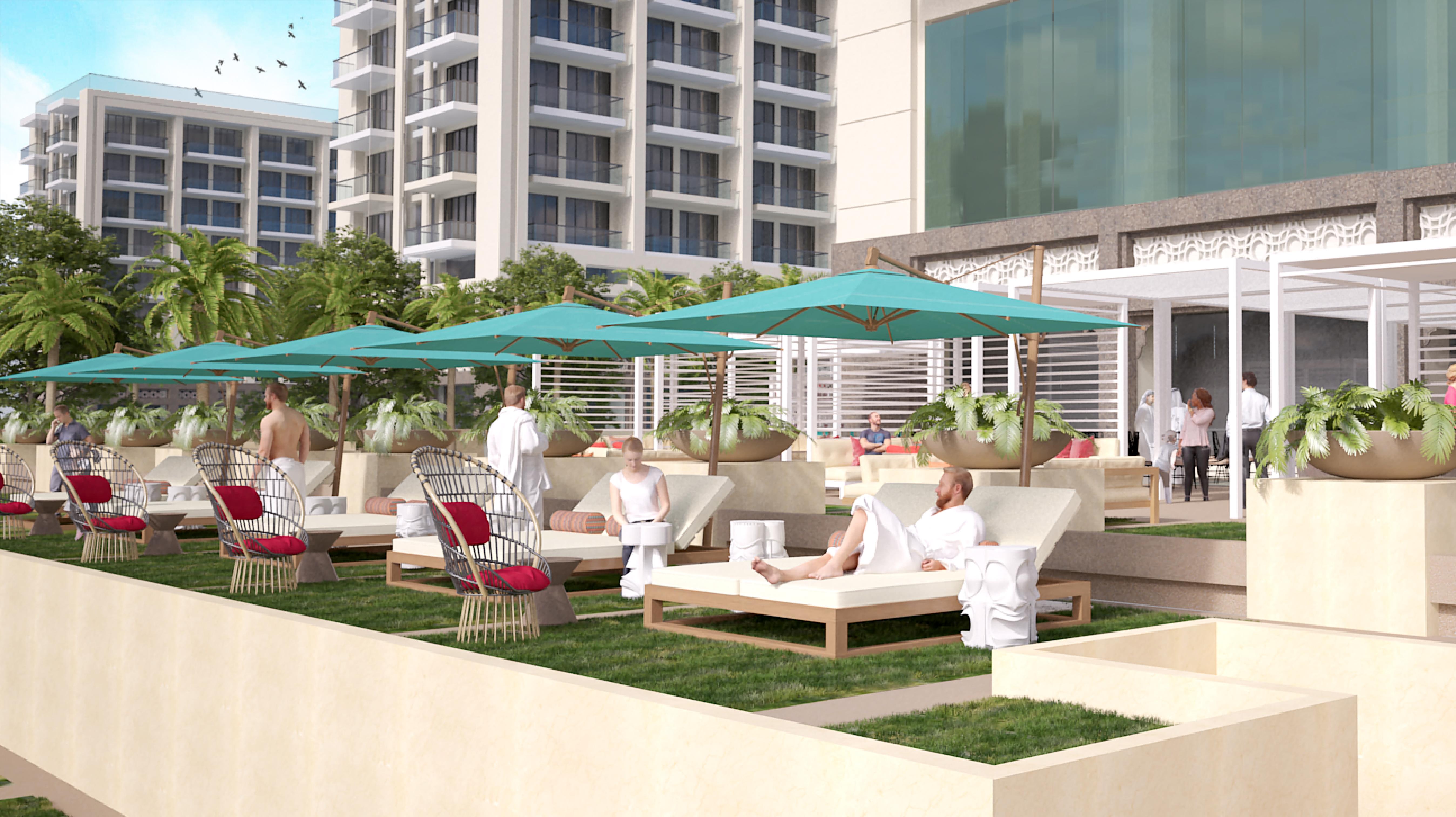 Hilton Dubai Palm Jumeirah Ngoại thất bức ảnh The pool at the Wynn